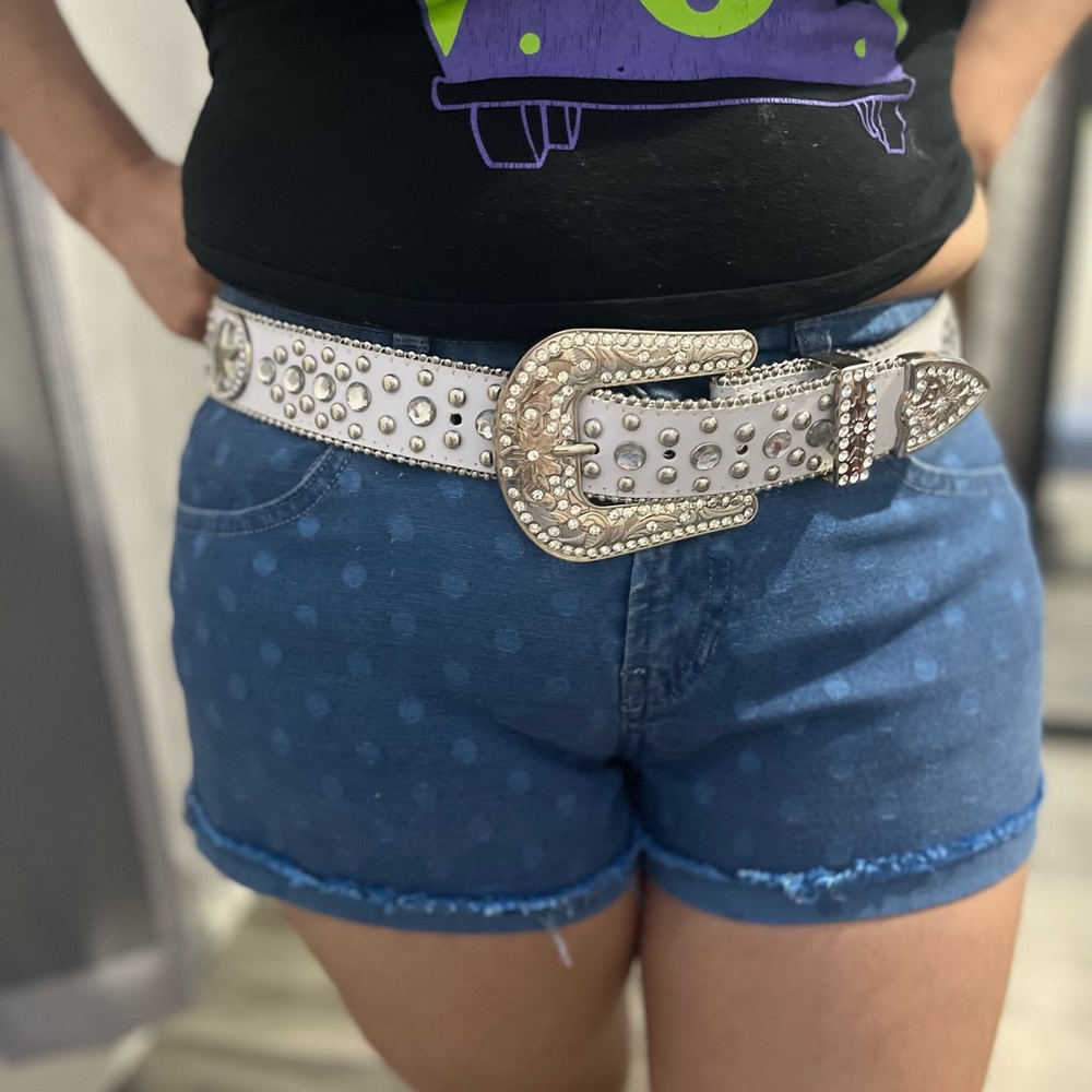 Studded White Belt